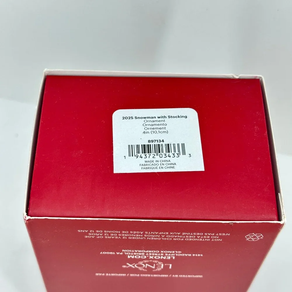 NEW Lenox 2025 Christmas Snowman Ornament With Stocking Figurine 897134 NIB